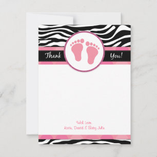 Mod Pink Zebra Baby Dusche Vielen Dank Anmerkungen Mitteilungskarte