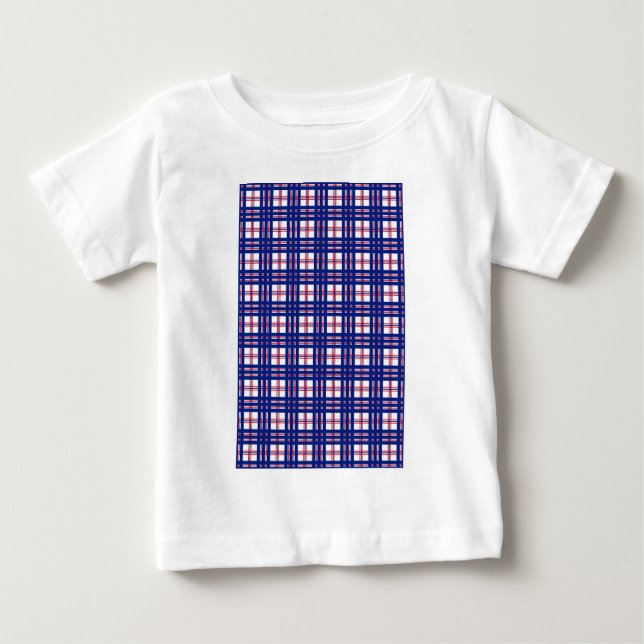 Mod Plaid Pattern Red White Blue Baby T-shirt (Vorderseite)