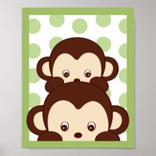 Mod Pod Pop Monkey Kinderzimmer Wandkunst Druck Poster