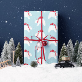 Mod Polar Bears - Blue Christmas Wrapping Paper Geschenkpapier