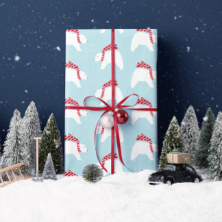 Mod Polar Bears - Blue Christmas Wrapping Paper Geschenkpapier