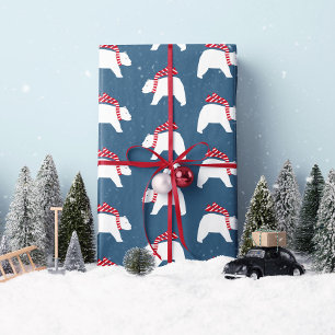 Mod Polar Bears - Navy - Weihnachtswrapping Paper Geschenkpapier