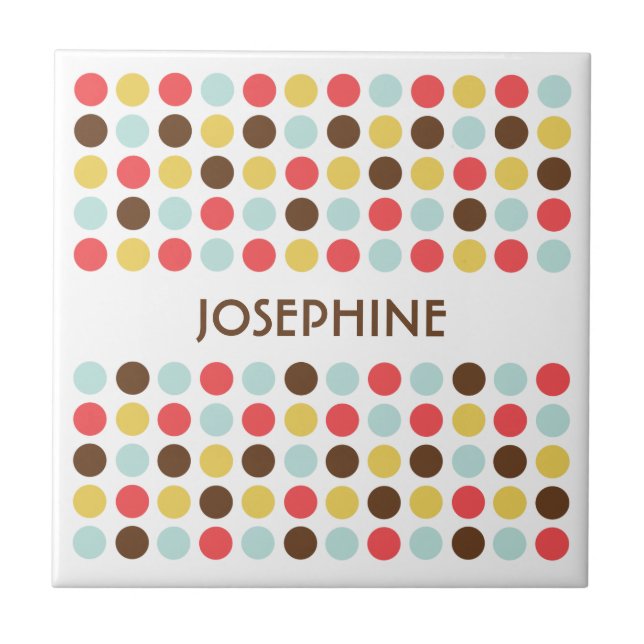 Mod polka dots rot-gelb-blaue moderne Anzeigetafel Fliese (Vorderseite)