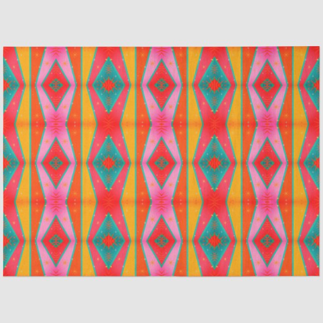 Mod Pop Diamond Muster rosa orange gelb Seidenpapier (Vorderseite)