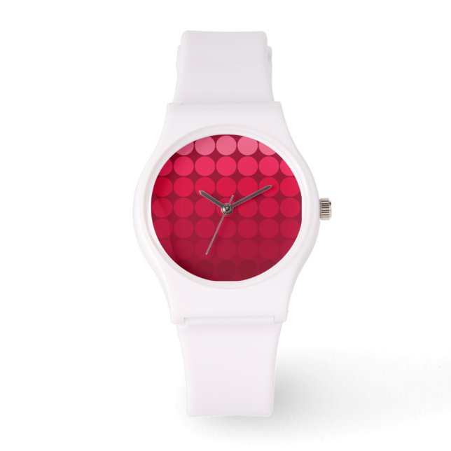 Mod Pop Dockt Rosa bis Rote Kreise Weiße Uhr (Vorderseite)