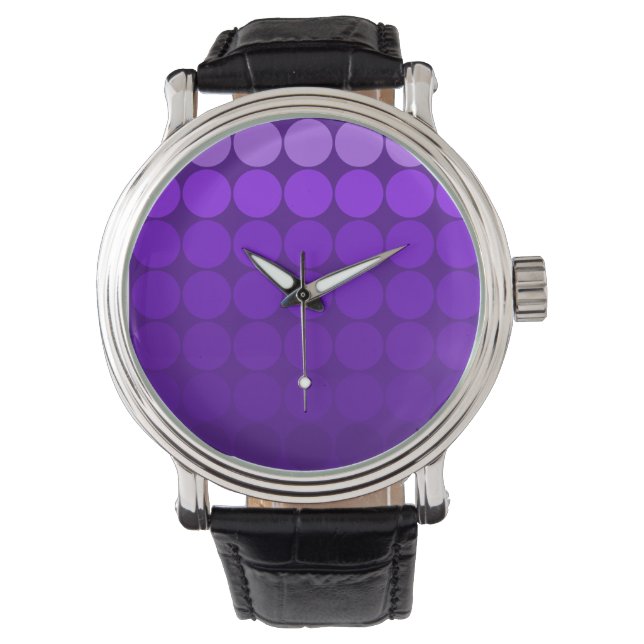 Mod Pop dotiert Lilac zu tiefen Lila Kreisen Armbanduhr (Vorderseite)