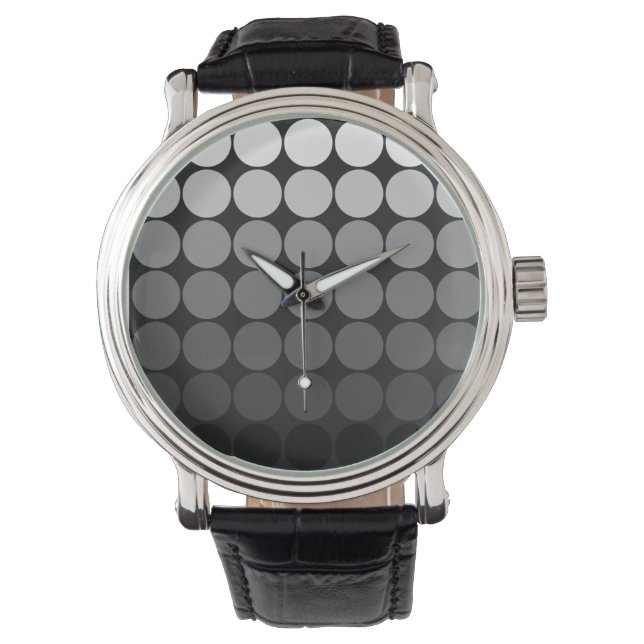 Mod Pop dotiert schwarze graue Farbkreise Armbanduhr (Vorderseite)