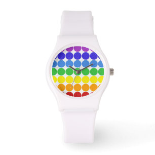Mod Pop Dots Regenbogenfarben Weiße Sportuhr Armbanduhr