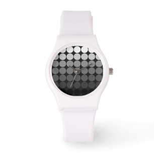 Mod Pop Dots Schwarz Gradient Punkte Weiße Uhr