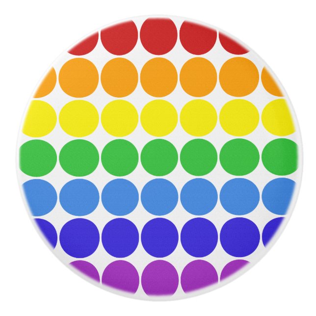Mod Pop MCM Keramik Drehknopf Regenbogen auf weiße Keramikknauf (Vorderseite)