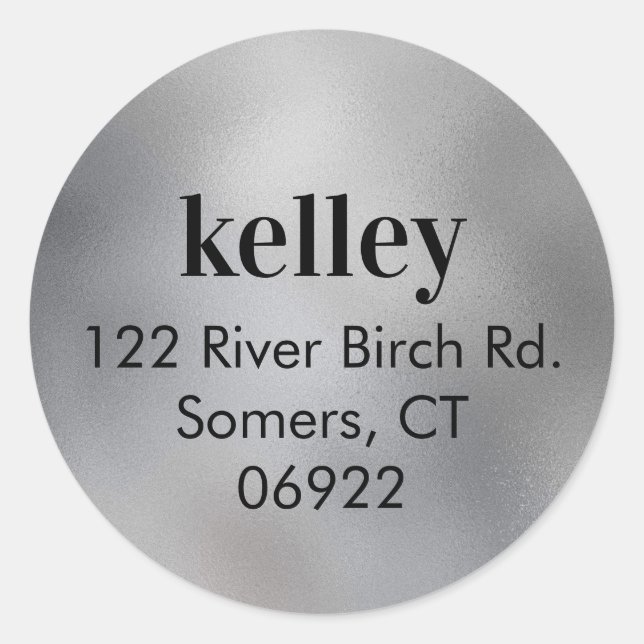 Mod Print Address Siegel, Imitate Silver Foil Runder Aufkleber (Vorderseite)