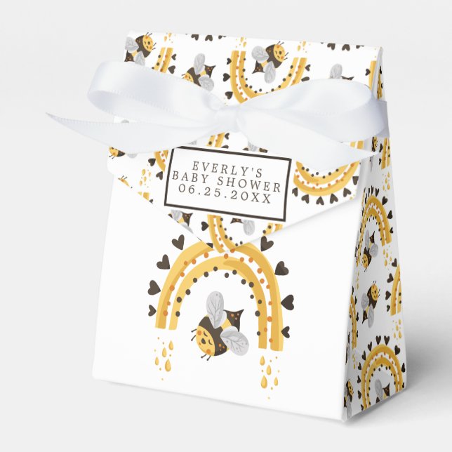 Mod Rainbow Bumblebee Honey Bee Baby Shower Geschenkschachtel (Vorderseite)