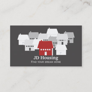 Mod Red Gray Classy Real Anwesen Visitenkarten Visitenkarte