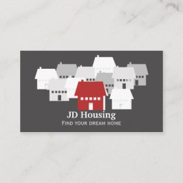 Mod Red Gray Classy Real Anwesen Visitenkarten Visitenkarte