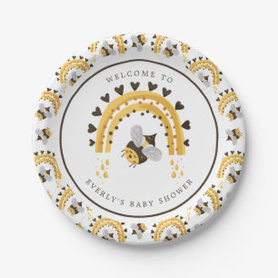 Mod Regenbogen Hummel Honigbiene Baby Shower Pappteller