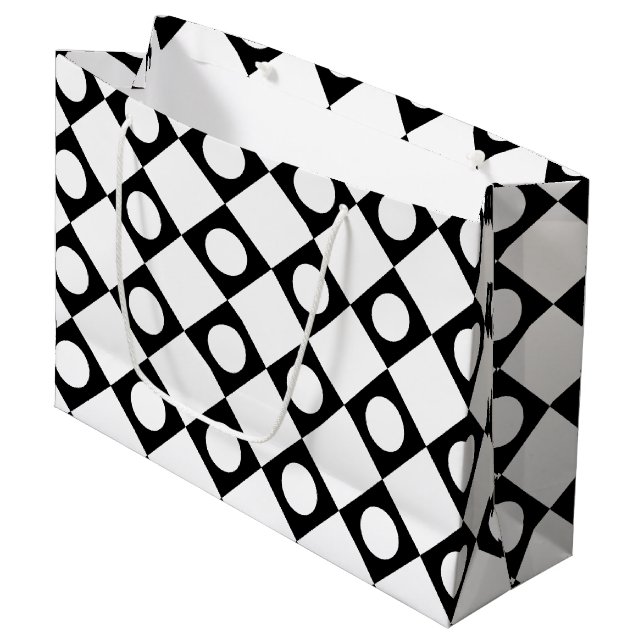 Mod Retro 60's White Große Geschenktüte (Vorderseite Schrägansicht)
