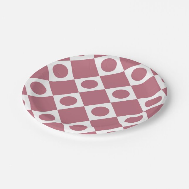 Mod Retro 60's Wildberry Pappteller (Schrägansicht)