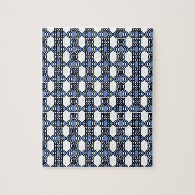 Mod Retro Blau Abstraktes Scarabäus-Muster (Vertikal)