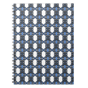Mod Retro Blau Abstraktes Skarabäus-Muster Notizblock