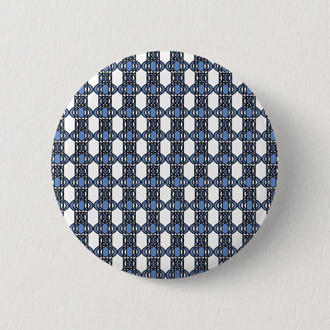 Mod Retro Blue Abstrakt Scarab Muster Button (Vorderseite)