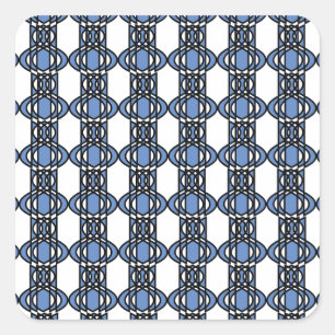 Mod Retro Blue Abstrakt Scarab Muster Quadratischer Aufkleber