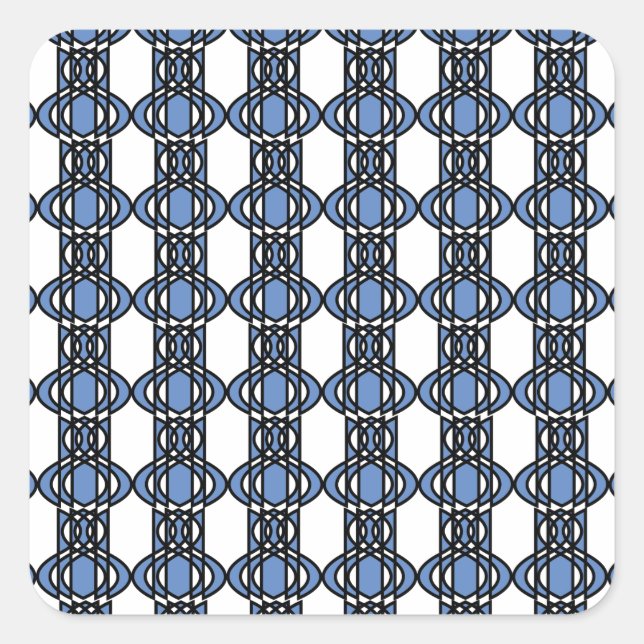 Mod Retro Blue Abstrakt Scarab Muster Quadratischer Aufkleber (Vorderseite)