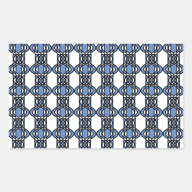 Mod Retro Blue Abstrakt Scarab Muster Rechteckiger Aufkleber (Vorderseite)