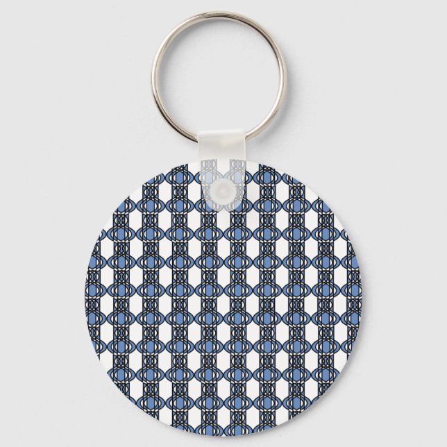Mod Retro Blue Abstrakt Scarab Muster Schlüsselanhänger (Vorderseite)
