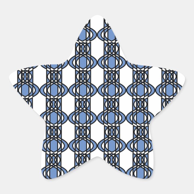 Mod Retro Blue Abstrakt Scarab Muster Stern-Aufkleber (Vorderseite)