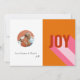 Mod Retro Bright farbenfroh rosa Orange Joy Foto Feiertagskarte (Vorderseite)