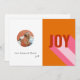 Mod Retro Bright farbenfroh rosa Orange Joy Foto Feiertagskarte (Vorne/Hinten)