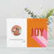 Mod Retro Bright farbenfroh rosa Orange Joy Foto Feiertagskarte (Stehend Vorderseite)