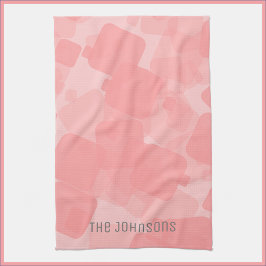 Mod Retro Pink Squares Muster Geschirrtuch
