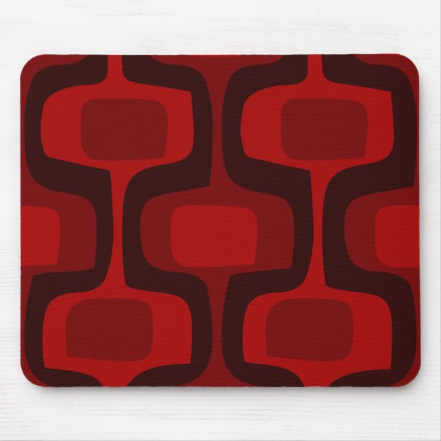 Mod Retro roter Burgunder schwarzes Mousepad (Vorne)