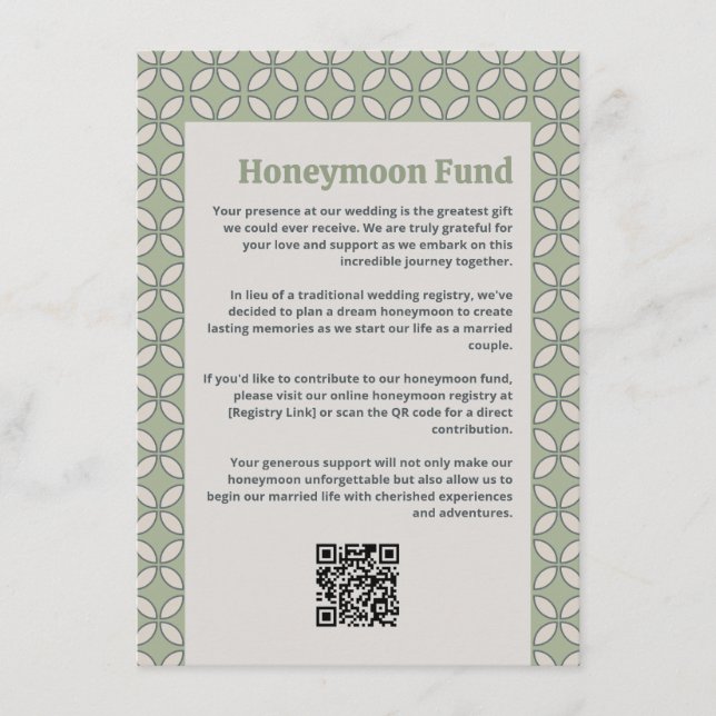 Mod Retro Wedding Olive Green Begleitkarte (Vorderseite)