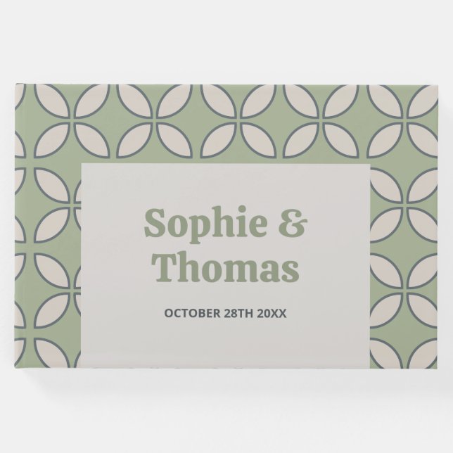 Mod Retro Wedding Olive Green Gästebuch (Vorderseite)