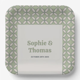 Mod Retro Wedding Olive Green Pappteller