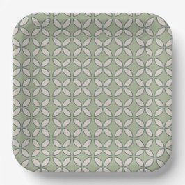 Mod Retro Wedding Olive Green Pappteller