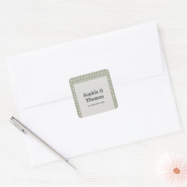 Mod Retro Wedding Olive Green Quadratischer Aufkleber