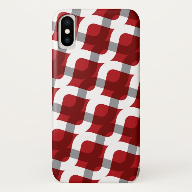 Mod-roter weißer Zickzack-abstrakter Case-Mate iPhone Hülle (Rückseite)