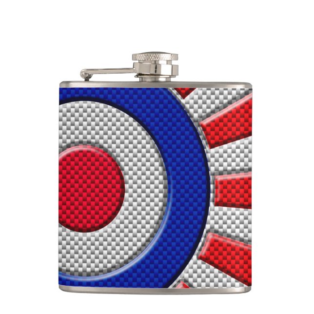Mod Roundel Asian Sunburst in Carbon Fibre Style Flachmann (Vorderseite)