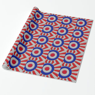Mod Roundel Asian Sunburst in Carbon Fibre Style Geschenkpapier