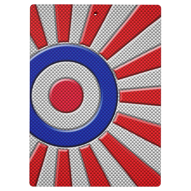 Mod Roundel Asian Sunburst in Carbon Fibre Style Klemmbrett (Rückseite)
