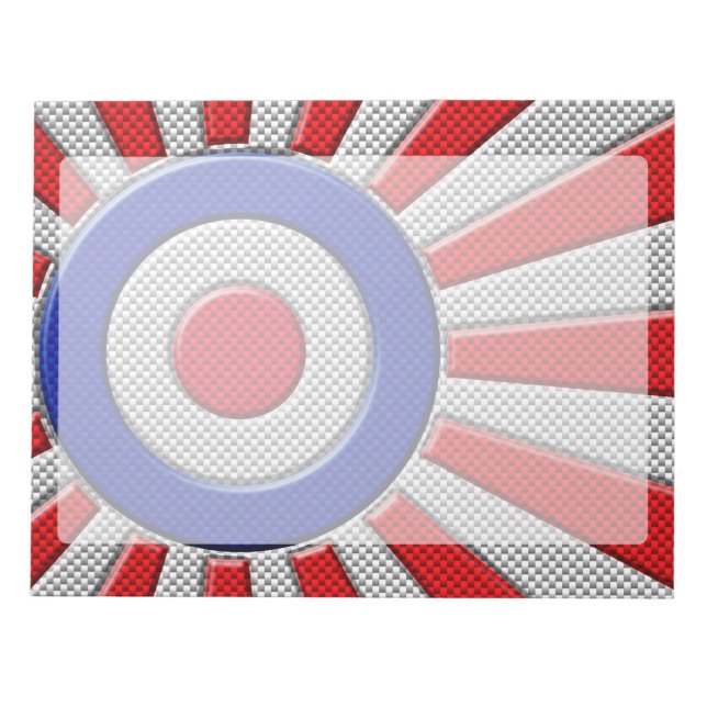 Mod Roundel Asian Sunburst in Carbon Fibre Style Notizblock (Vorderseite)