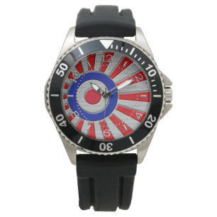 Mod Roundel Asian Sunburst in Carbon Style Dial Armbanduhr