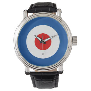 Mod Roundel lederne Band-Uhr Armbanduhr