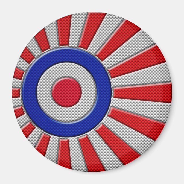 Mod Roundel Sunburst Carbon Fibre Style Magnet (Vorne)