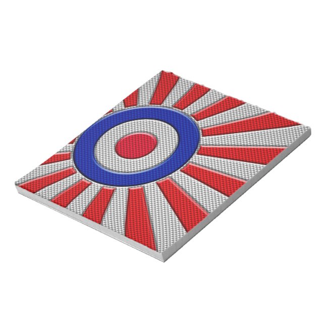 Mod Roundel Sunburst Carbon Fibre Style Notizblock (Rotiert)