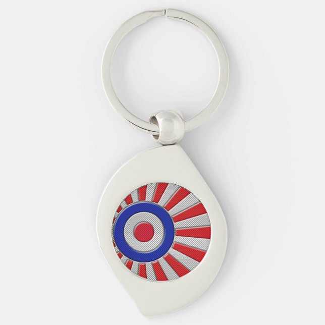 Mod Roundel Sunburst Carbon Fibre Style Schlüsselanhänger (Vorderseite)