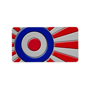 Mod Roundel Sunburst Design im Carbon Fibre Stil Adressaufkleber